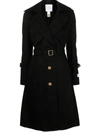 Patou Belted Single-breasted Trench Coat In Black