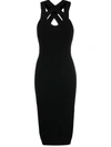 Patou Criss-cross Straps Midi Dress In Black