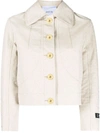 Patou Cropped Stitched Blazer With Long Sleeves In White