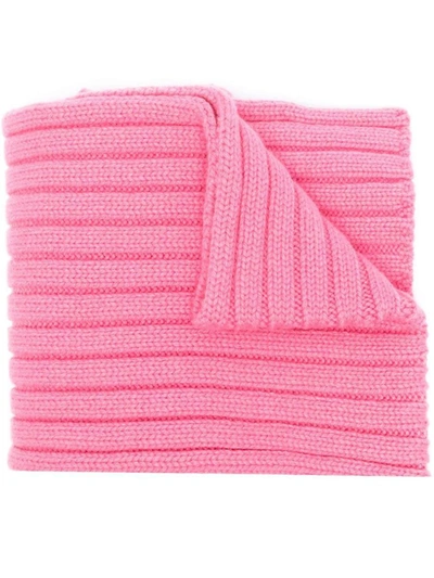Patou Ribbed-knit Wool Scarf In Pink