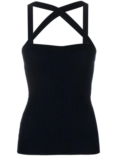 Patou Cable Knit Tank Top In Blue