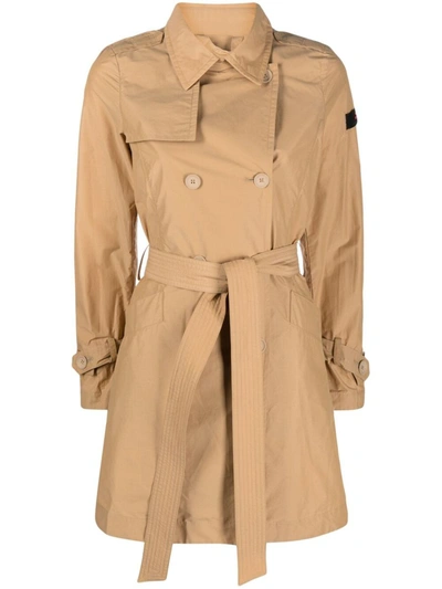 Peuterey Double-breasted Belted Trench Coat In Beige
