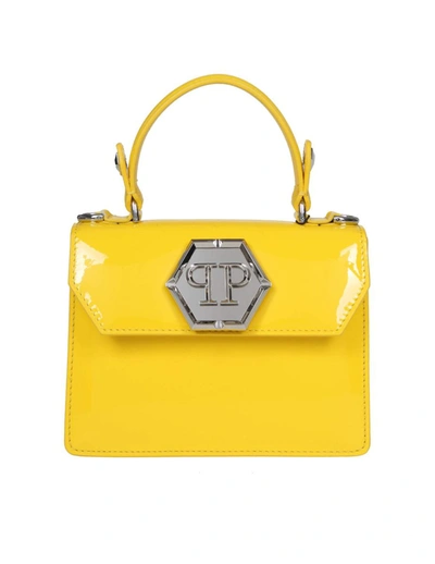 Philipp Plein Logo标牌漆皮手提包 In Yellow