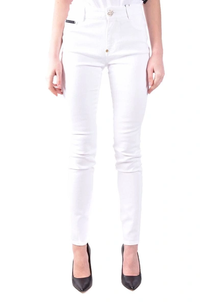 Philipp Plein Woman Jeans White Size 28 Cotton, Elastomultiester, Elastane