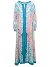 Etro Pink And Liht-blue Paisley Maxi-dress In Cotton Blend Woman In Pink
