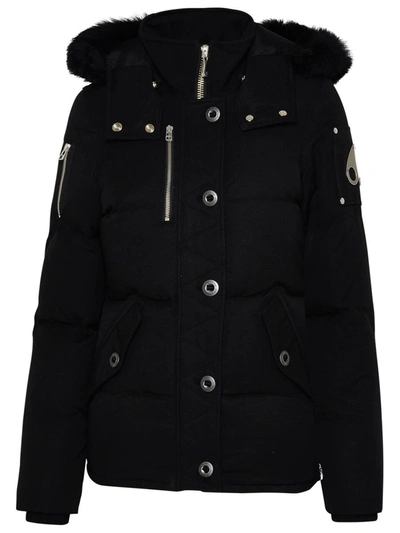 Moose Knuckles "3q Canvas Down Jacket With Shear In Black