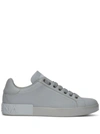 Dolce & Gabbana Calfskin Portofino Sneakers In Grey