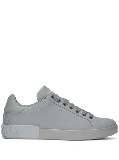 Dolce & Gabbana Calfskin Portofino Sneakers In White