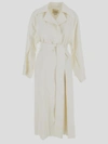 Quira Double-breasted Cotton Coat In Offwhite