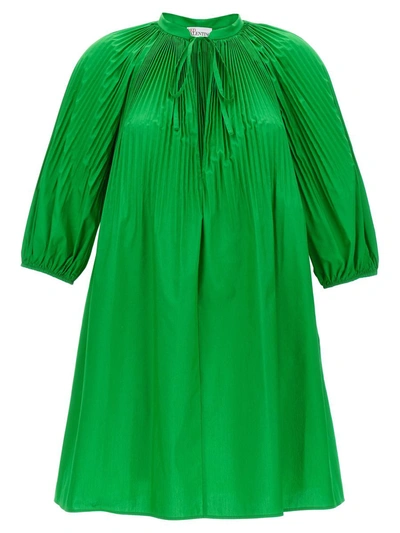Red Valentino Pleated Poplin Dress In Green