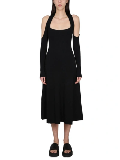 Ganni Ribbed Dress In Black
