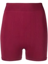 Rick Owens Dark Pink Dark Pink Black High Waist Knitted Shorts In Fuchsia