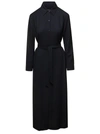 APC 'GWYNETH' LONG BLACK BELTED DRESS IN WOOL BLEND WOMAN