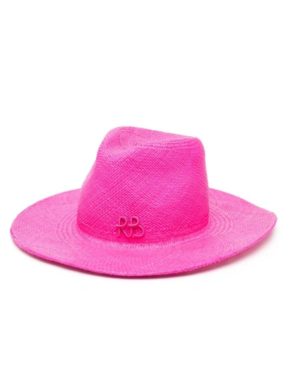 Ruslan Baginskiy Embroidered-logo Straw Sun Hat In Pink