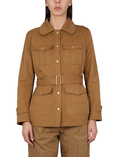 Fay Jacket Utility Adjustable Waist In Brown