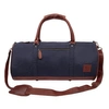 MAHI LEATHER Gym Duffle In Navy Canvas & Brown Leather