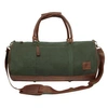 MAHI LEATHER Gym Duffle In Green Canvas & Brown Leather