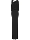Saint Laurent Ruffle Detail Sleeveless Slim Long Dress In Black