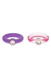 ETTIKA ETTIKA SET OF 2 PURPLE & PINK RESIN RINGS