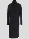 Sapio Double Breasted Coat In Black