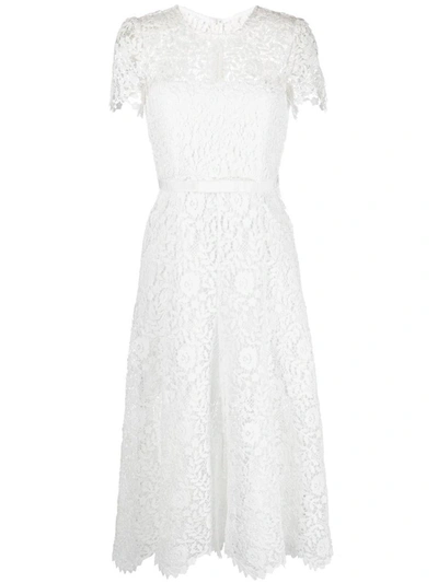 Self-portrait Floral-lace Detail Midi Dress In White