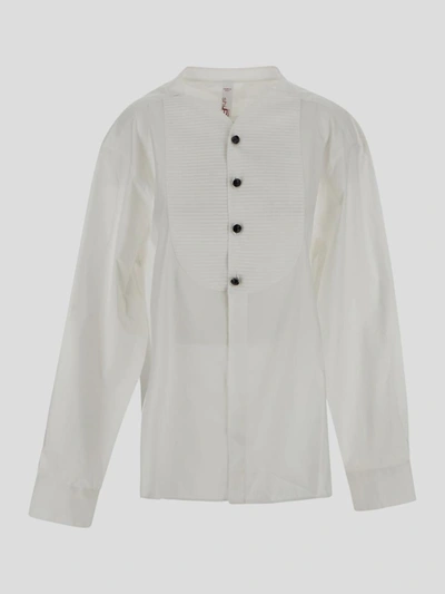 Shi.rt Milano Shirt Milano White Shirt In <p>shirt Milano White Cotton Shirt With V-neck