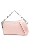 MICHAEL MICHAEL KORS PINK POUCH WITH CHAIN AND LOGO DETAIL IN HAMMERED LEATHER WOMAN
