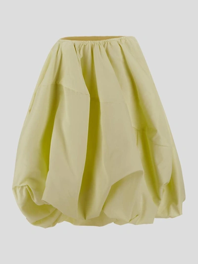 Sportmax Womens Bright Yellow Puffed Asymmetric Shell Midi Skirt