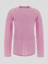 Sportmax Perforated Pattern Crewneck Sweater In <p> Sweater In Pink Wool With Embroidered Fabric