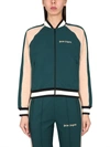 Palm Angels Zipped Cropped Bomber Jacket In Blue