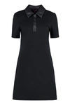 Staud Jacy Faux Leather Detail Minidress In Black