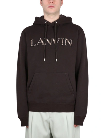 Lanvin Sweatshirt With Logo In Brown