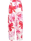 Attico Jagger Floral-print Tapered Trousers In Pink