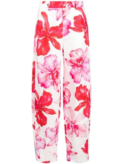 Attico Jagger Floral-print Tapered Trousers In Pink Shades