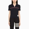 Thom Browne Rwb-stripe Short-sleeved Pólo Shirt In Blue
