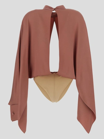 Tom Ford Cape Sleeves Bodysuit In Pink
