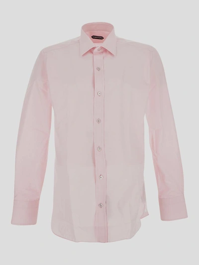Tom Ford Slim-fit Cotton Shirt In <p> Pink Shirt With Long Sleeves