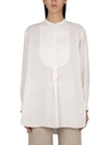 Aspesi Loose Fit Lightweight Mandarin Collar Tunic Shirt In Ivory