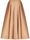Valentino Faille Midi Skirt Woman Chestnut Cream 42 In Powder