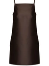 Valentino Square-neck Silk Mini Dress In Brown