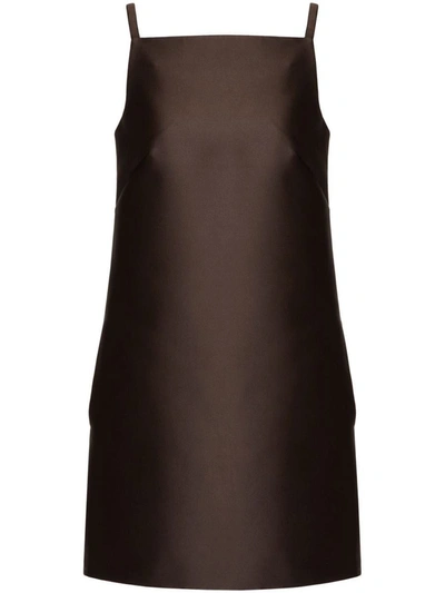 Valentino Square-neck Silk Mini Dress In Brown