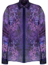 Versace Orchid-pattern Chiffon Shirt In Nero E Rosa