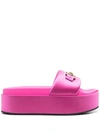 Versace Medusa Head Slides In Pink/gold