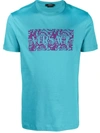 Versace Logo-print Short-sleeved T-shirt In Turquoise