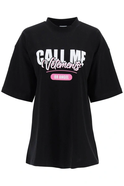 Vetements Call Me T-shirt In Black