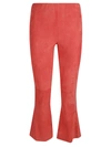 Via Masini 80 Flared Cropped Suede Trousers In Red