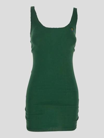 Vivienne Westwood Orb Embroidered Sleeveless Dress In Green | ModeSens