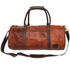 MAHI LEATHER Leather Weekend Classic Duffle Holdall - Overnight/Gym Bag In Vintage Brown With Mahogany Detail