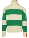 RIGHT FOR RIGHT FOR WHITE AND GREEN WOOL TURTLENECK SWEATER