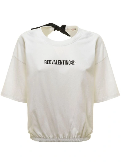 Red Valentino Logo T-shirt In Bianco
